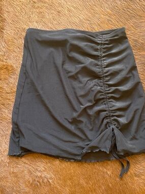 Black Ruched Drawstring Mini Skirt